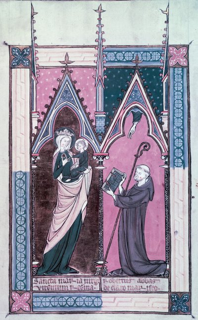 Ms.174 fol.2 Abt Robert van Clairmarais presenteert zijn kopie van 